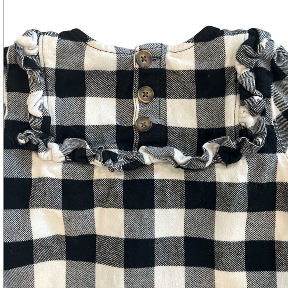 Girls Size 5/110 Hannah Andersson White & Black Buffalo Checkered Longsleeve Top - Picture 6 of 10